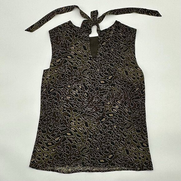 Tory Burch Tanya Women's Size 2 Brown Silk Abstract Leopard Sleeveless Blouse - Picture 8 of 13